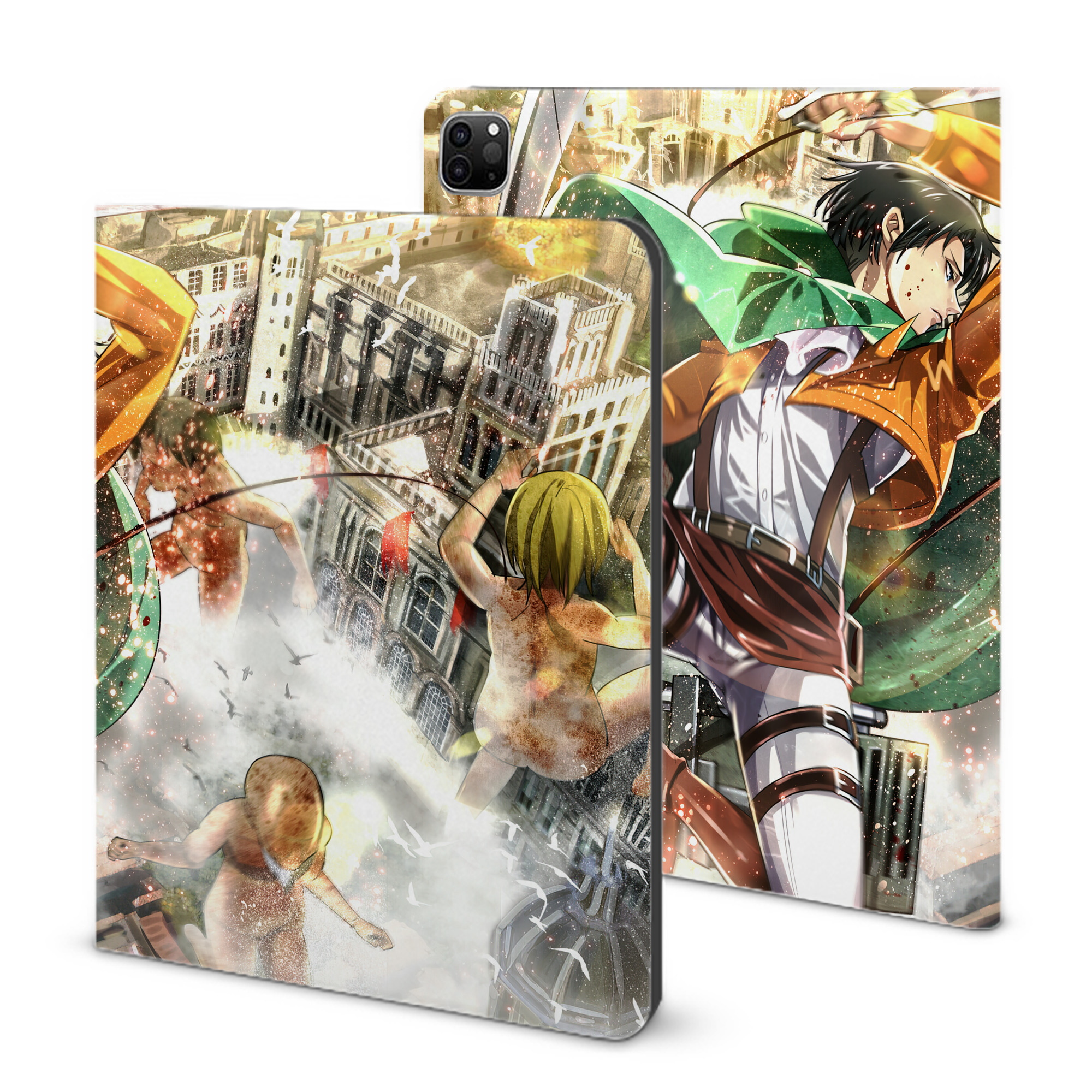 （画像用） 進撃の巨人 Attack on Titan IPad ケース ブック型 PUレザー TPU 耐衝撃 軽量 薄型 ペン収納なし 全面保護 IPad 各モデル対応